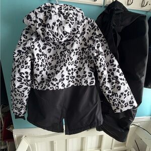 Kids Black and White Leopard Print Jacket and snowpants